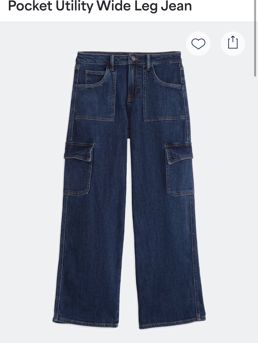Pocket Utility Wide Leg Jean - Dark Blue